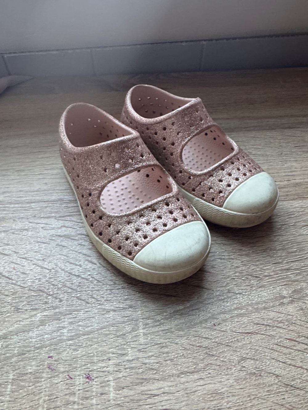 Native Kids Glitter Mary Jane Sneakers - Rose Gold